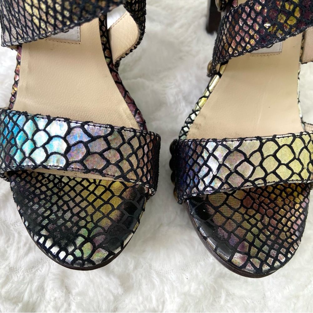 Jimmy Choo Python Embossed Leather Strapped Sanda… - image 6